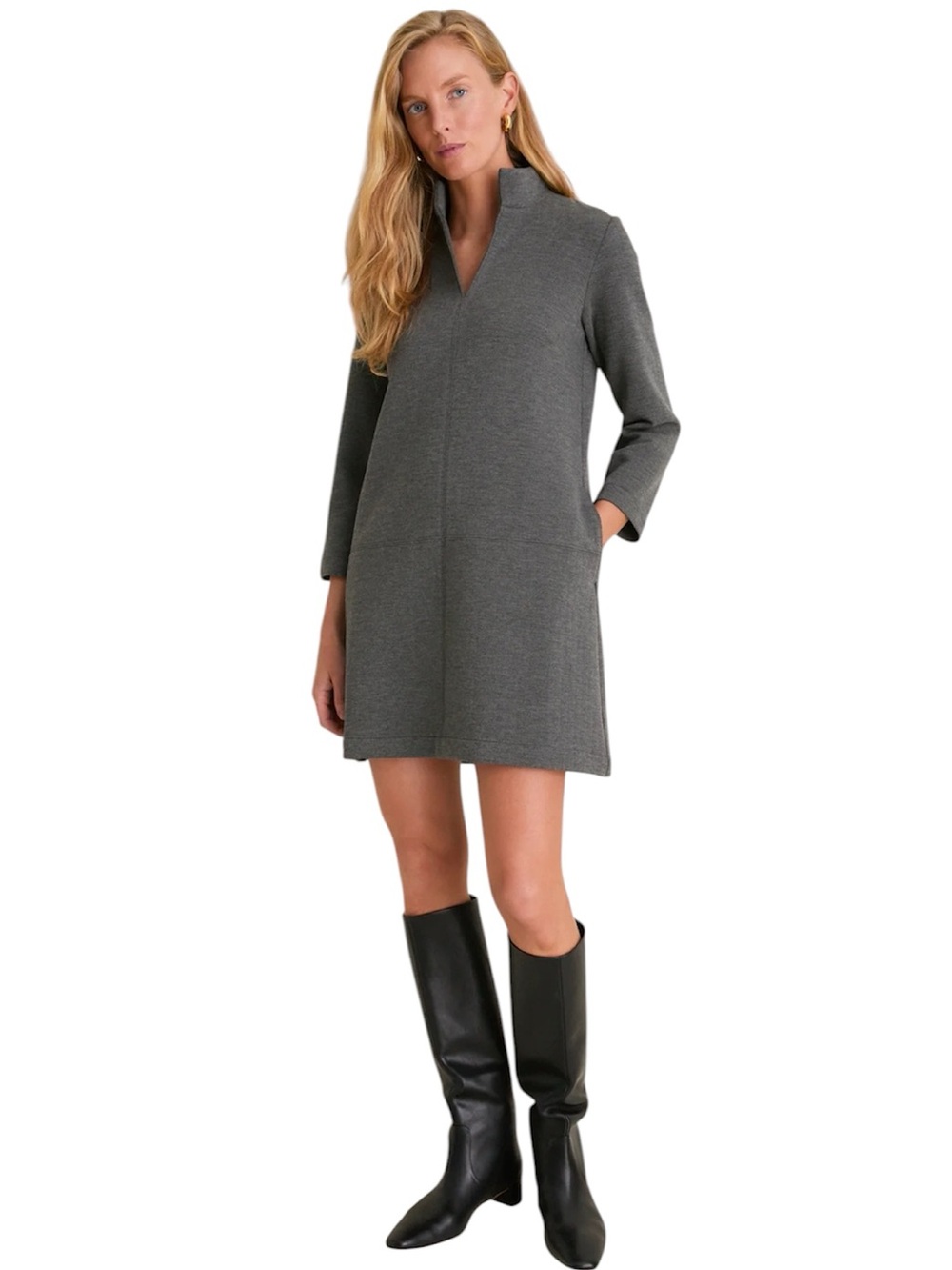 TUCKERNUCK Charcoal Knit Herringbone Clifton Dress XL Charcoal Gray